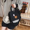 Japanese-Inspired Bear-Embroidered Shoulder Bag Black color SKU reference