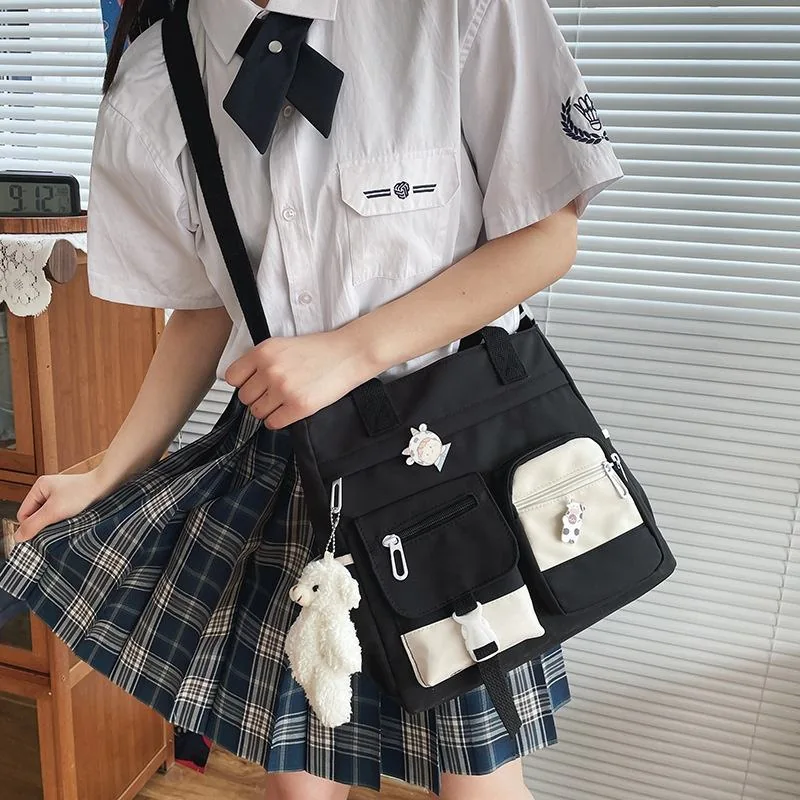 Mini Nylon Crossbody Bag with Letter and Cartoon Details product reference image