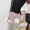 Mini Nylon Crossbody Bag with Letter and Cartoon Details Pink color SKU reference