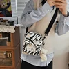 Cow and Zebra Print Tote with Clear Window Pocket Black color SKU reference