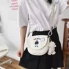 Bear-Embroidered Plaid Crossbody Bag Camel color SKU reference