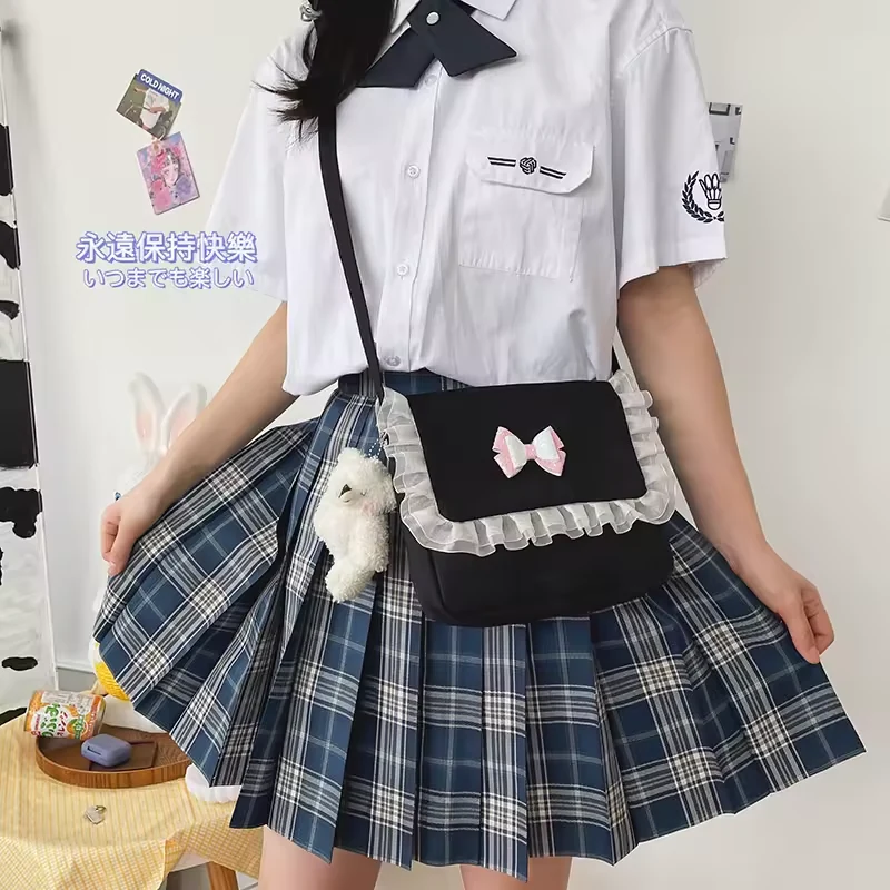 Lace-Bow Crossbody Bag with Adjustable Strap product reference image
