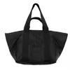 Two-Size Black Nylon Gym Tote with Embroidered Logo Option Black color SKU reference