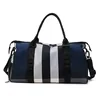 Plaid Travel and Gym Duffel Bag with Custom Print Options Blue and White Plaid color SKU reference