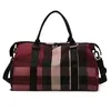 Plaid Travel and Gym Duffel Bag with Custom Print Options Burgundy Plaid color SKU reference