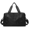 Printed Oxford Travel and Gym Duffel with Trolley Sleeve Black Print color SKU reference