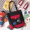 Cotton Crossbody Tote with Front Pocket and Bear Pendant Option 03 color SKU reference