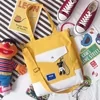 Cotton Crossbody Tote with Front Pocket and Bear Pendant Option 04 color SKU reference