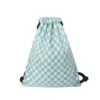 Lightweight Checkered Drawstring Gym Backpack Aqua Check color SKU reference