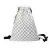 Lightweight Checkered Drawstring Gym Backpack Light Gray Check color SKU reference