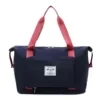 Expandable Nylon Travel Tote with Trolley Sleeve Navy with Pink Trim color SKU reference