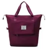 Expandable Nylon Travel Tote with Trolley Sleeve Burgundy color SKU reference