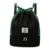 Nylon Drawstring Gym Backpack with Separate Shoe Compartment Dark Green color SKU reference