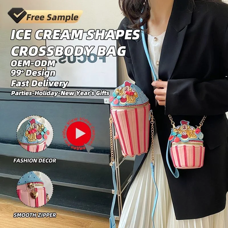 Two-Style Ice-Cream Shape PU Crossbody Bag product reference image