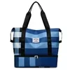 Classic Plaid Gym and Travel Duffel with Shoe Compartment Blue color SKU reference