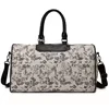 Printed Nylon Travel Duffel with Shoulder Strap White color SKU reference