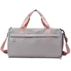 Compact Nylon Gym Duffel with Dry Pocket and Shoe Compartment Gray + Pink color SKU reference
