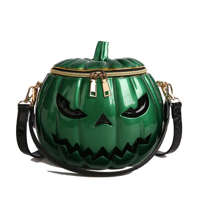Pumpkin-Shape PVC Crossbody Bag Green color SKU reference