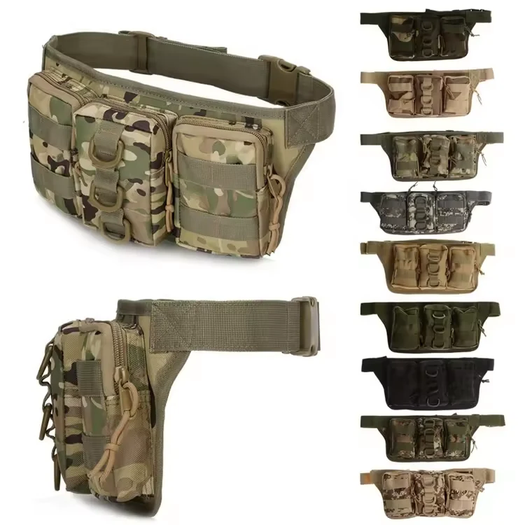 Triple-Pocket Nylon Tactical Sling Waist Pack product reference image