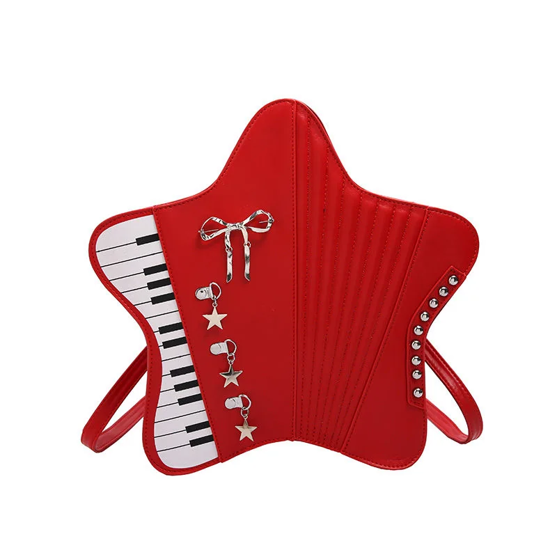Star-Shape PU Handbag with Adjustable Strap Red color SKU reference