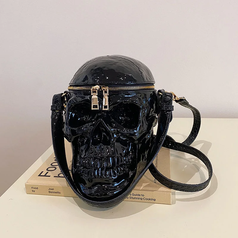 Skull-Shape PU Crossbody Bag Black color SKU reference