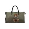 Bear-Patch Nylon Gym Duffel with Foldable Design Olive color SKU reference