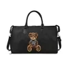 Bear-Patch Nylon Gym Duffel with Foldable Design Black color SKU reference