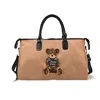 Bear-Patch Nylon Gym Duffel with Foldable Design Tan color SKU reference