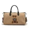Bear-Patch Jacquard Gym Duffel with Shoe Storage Tan checker with bear patch color SKU reference