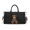 Bear-Patch Jacquard Gym Duffel with Shoe Storage Black with bear patch color SKU reference