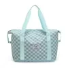 Expandable Checkerboard Jacquard Gym Duffel Sky blue color SKU reference