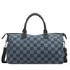Checkerboard Jacquard Weekender Duffel in Two Blue Shades Blue color SKU reference