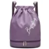 Nylon Drawstring Duffel Backpack with Shoe Compartment Purple color SKU reference