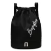 Nylon Drawstring Duffel Backpack with Shoe Compartment Black color SKU reference
