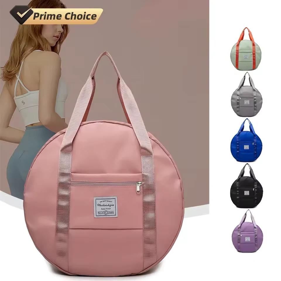 Round Nylon Gym Duffel with Shoe-Pocket Storage product reference image