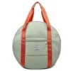 Round Nylon Gym Duffel with Shoe-Pocket Storage Green with orange trim color SKU reference