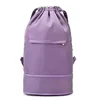 Expandable Nylon Drawstring Travel Backpack Purple color SKU reference