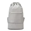 Expandable Nylon Drawstring Travel Backpack Gray color SKU reference