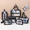 Transparent PVC Toiletry Bag Set in Three Colors Black color SKU reference