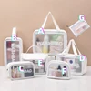 Transparent PVC Toiletry Bag Set in Three Colors White color SKU reference