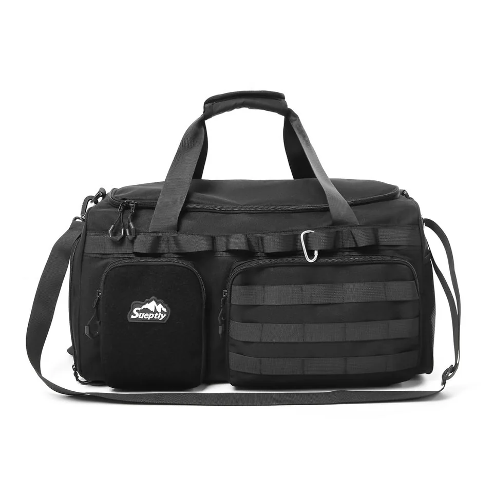 Oxford Travel Duffel with Side Mesh & Shoe Compartments Black color SKU reference