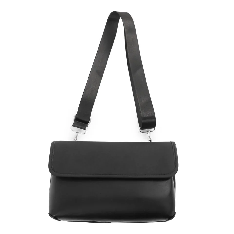 PU Shoulder Bag with Reinforced Handle and Adjustable Strap Black color SKU reference