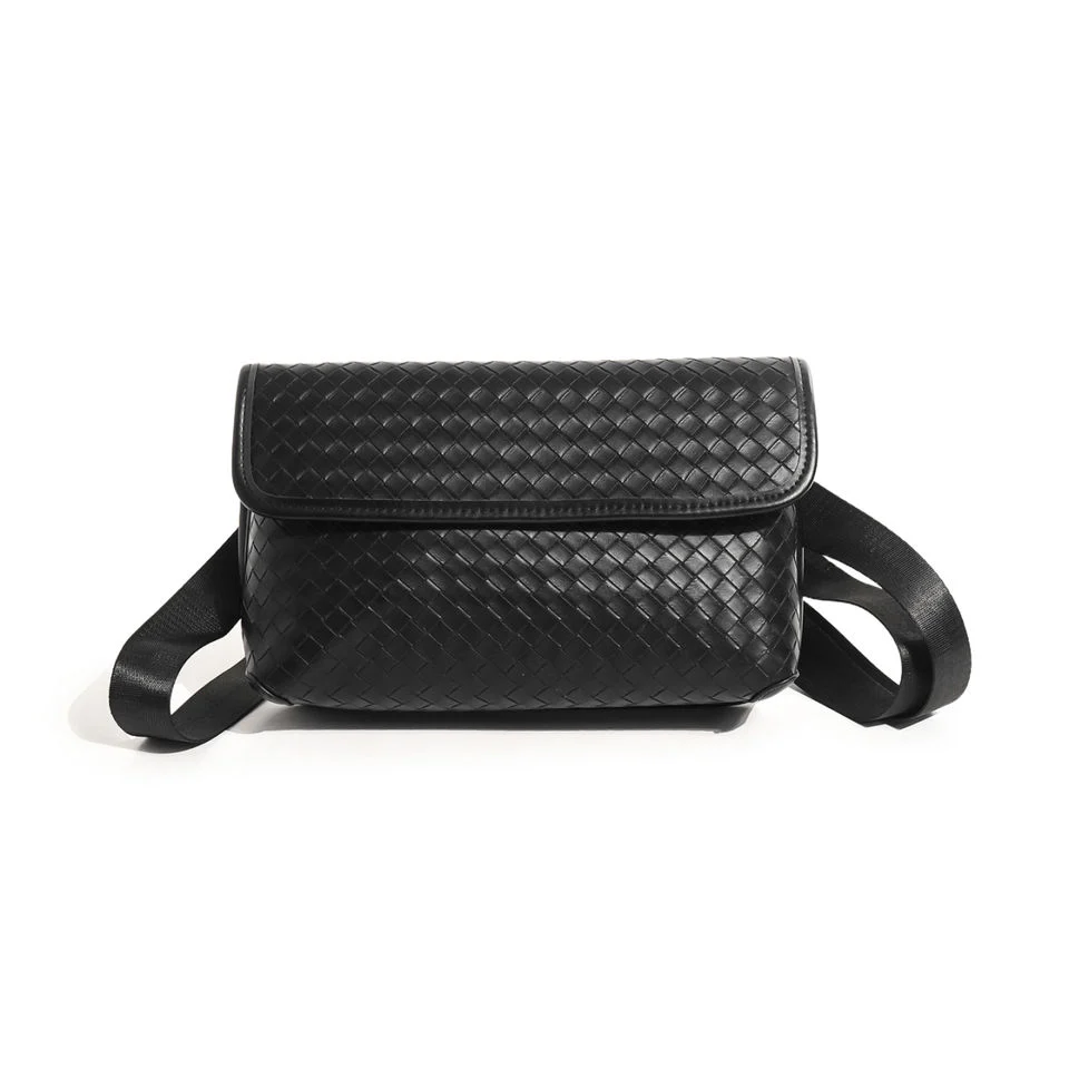 Knitted-Texture PU Crossbody Bag with Adjustable Strap product reference image