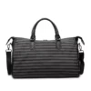 Striped Nylon Travel Duffel with Two-Way Zipper Black color SKU reference