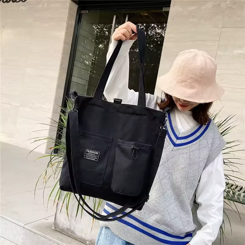 Cotton Tote with Front Bottle-Holder Pocket product reference image