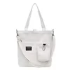 Cotton Tote with Front Bottle-Holder Pocket White color SKU reference