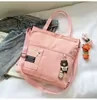 Color-Block Cotton Tote with Top Zipper Pink color SKU reference