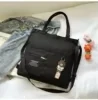 Color-Block Cotton Tote with Top Zipper Dark color SKU reference