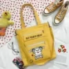 Letter-Print Cotton Shopping Tote with Zipper Option 02 color SKU reference