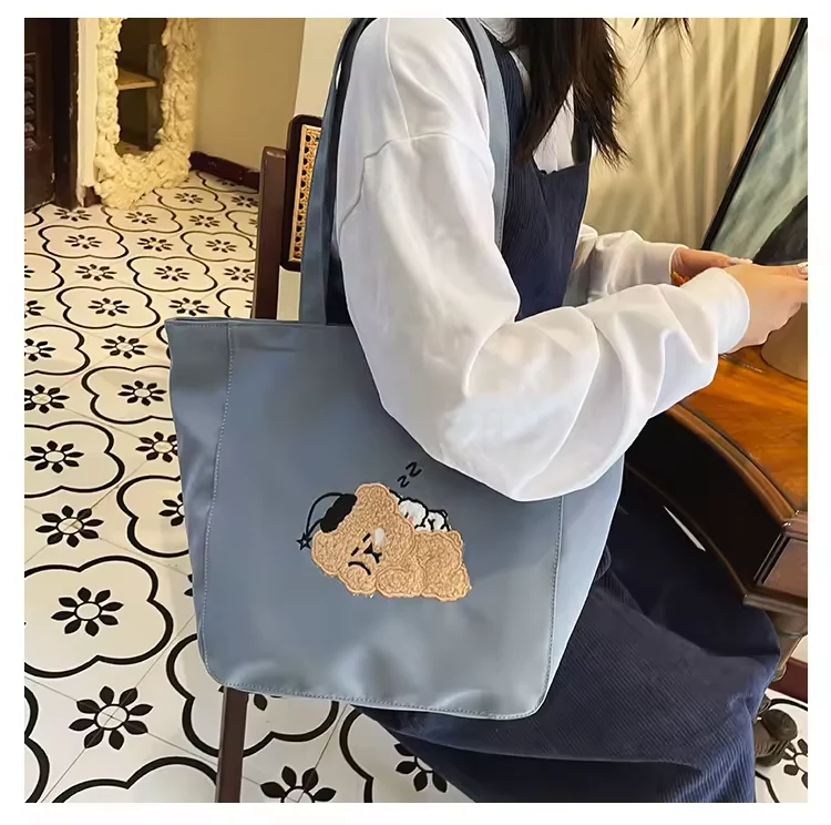 Canvas Tote Bag with Rabbit Character Detail product reference image
